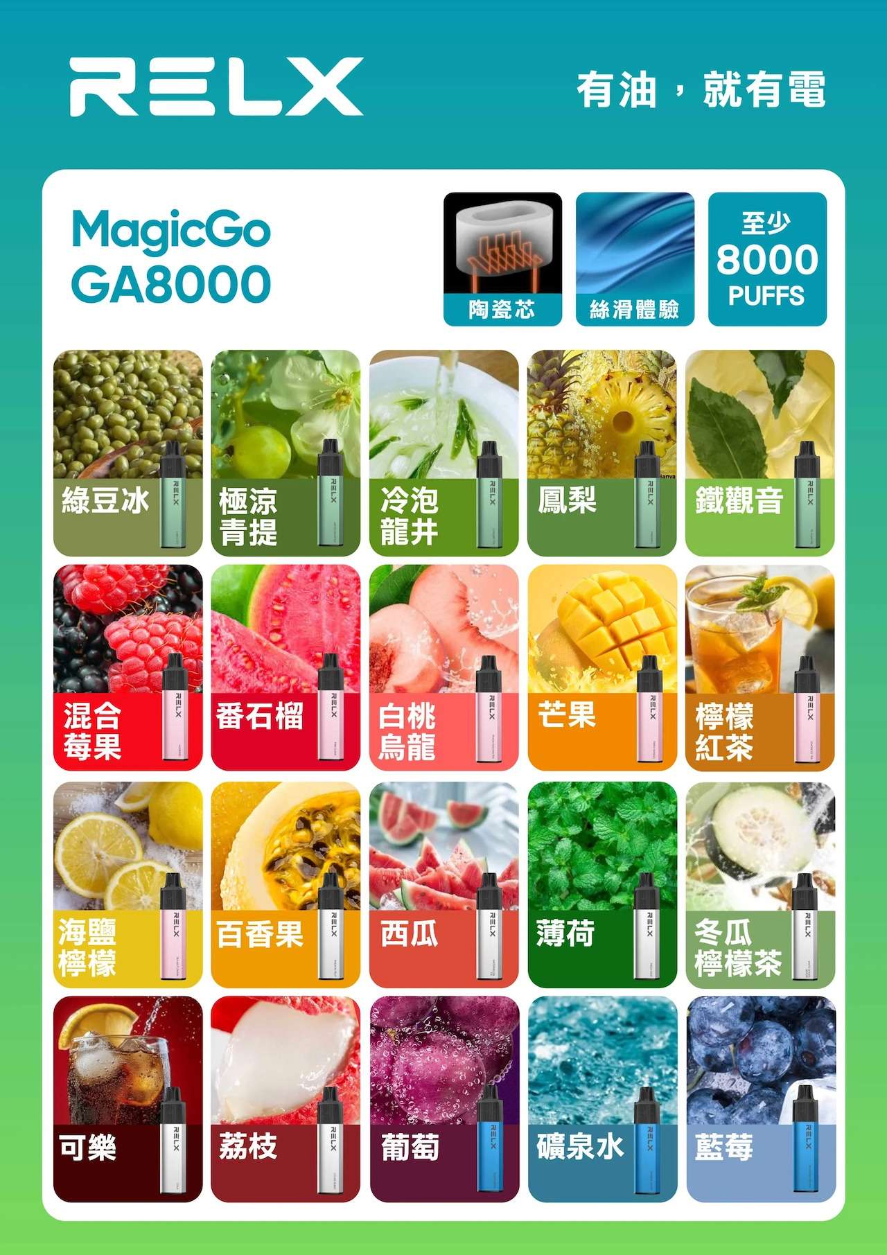 RELX GA8000拋棄式電子煙|悅刻8000口一次性煙桿|2026最新款(图1)